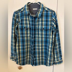Outerknown Blue and Yellow Plaid Blanket Shirt